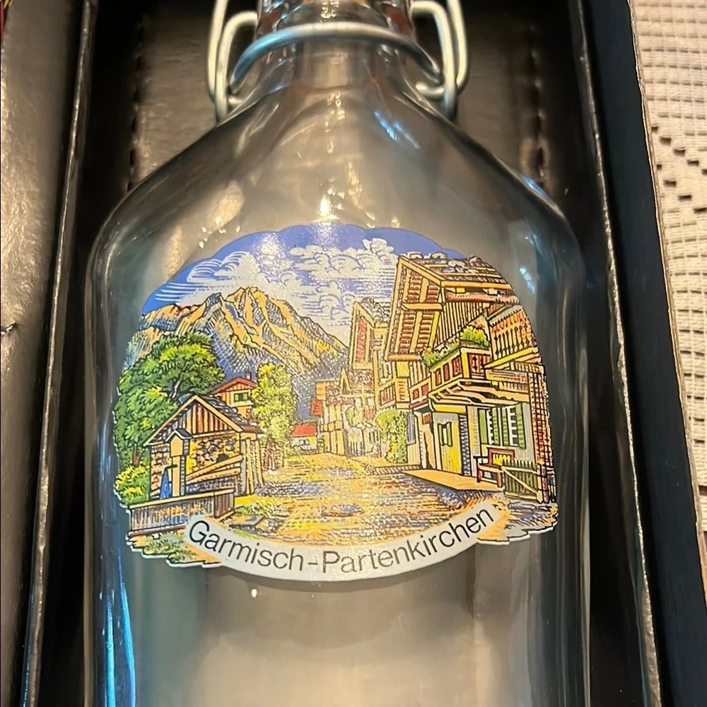 German Flask and Shot Glass Set Scenic Set